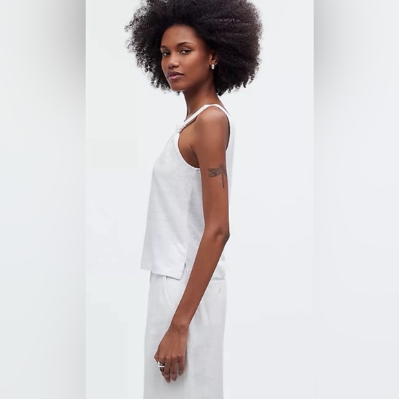 Madewell Knotted-Strap Tank Eyelet White NWT Size XXS - Picture 3 of 6